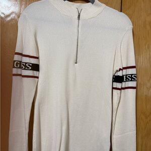 Women Cream Sweater with Zipper by Guess